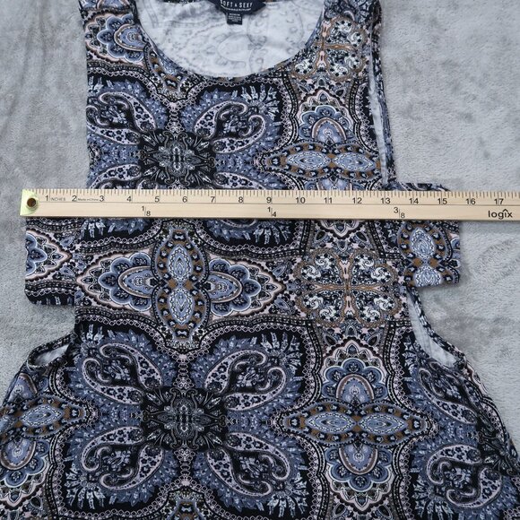 American Eagle Soft & Sexy Swing Dress Womens Midi Paisley Side Cut Outs Boho M - Picture 11 of 15